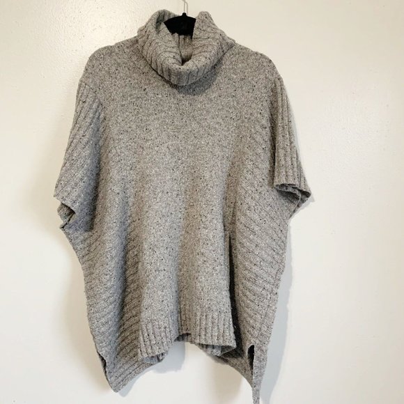 Athleta Sweaters - Athleta Sweater Donegal Passage Turtleneck Oversized Poncho Gray SZ Small Medium